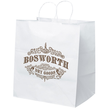 White Kraft Shopping Bags (14" x 15.5" x 10")