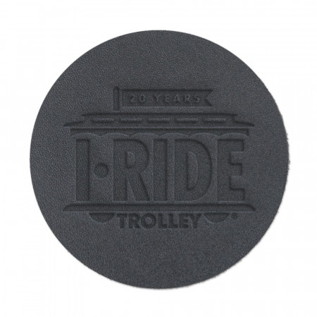 3.875" Debossed Bonded Leather Coasters (Black)