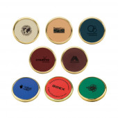 Lasered Leather Coasters with Metal Trim