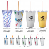 16 oz. Double Wall Acrylic Straw Cups with Insert