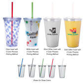 16 oz. Double Wall Acrylic Straw Cups with Insert