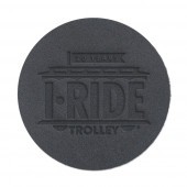 3.875" Debossed Bonded Leather Coasters (Black)