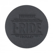 3.875" Debossed Bonded Leather Coasters (Black)