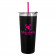 Black w/ Fuchsia Straw