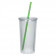Clear with Green Straw
